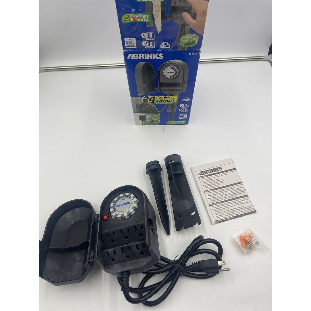 BRINKS 42 1050 24 Hour Outdoor Analog Timer Stake or Wall‎ Mount 15 Amp